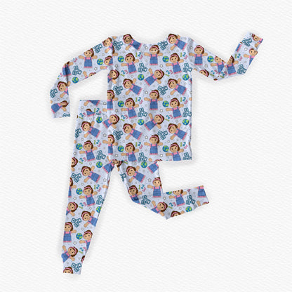 Icky Sticky Bubblegum Tiny People Bamboo Long Sleeve Two Piece Pajama Set