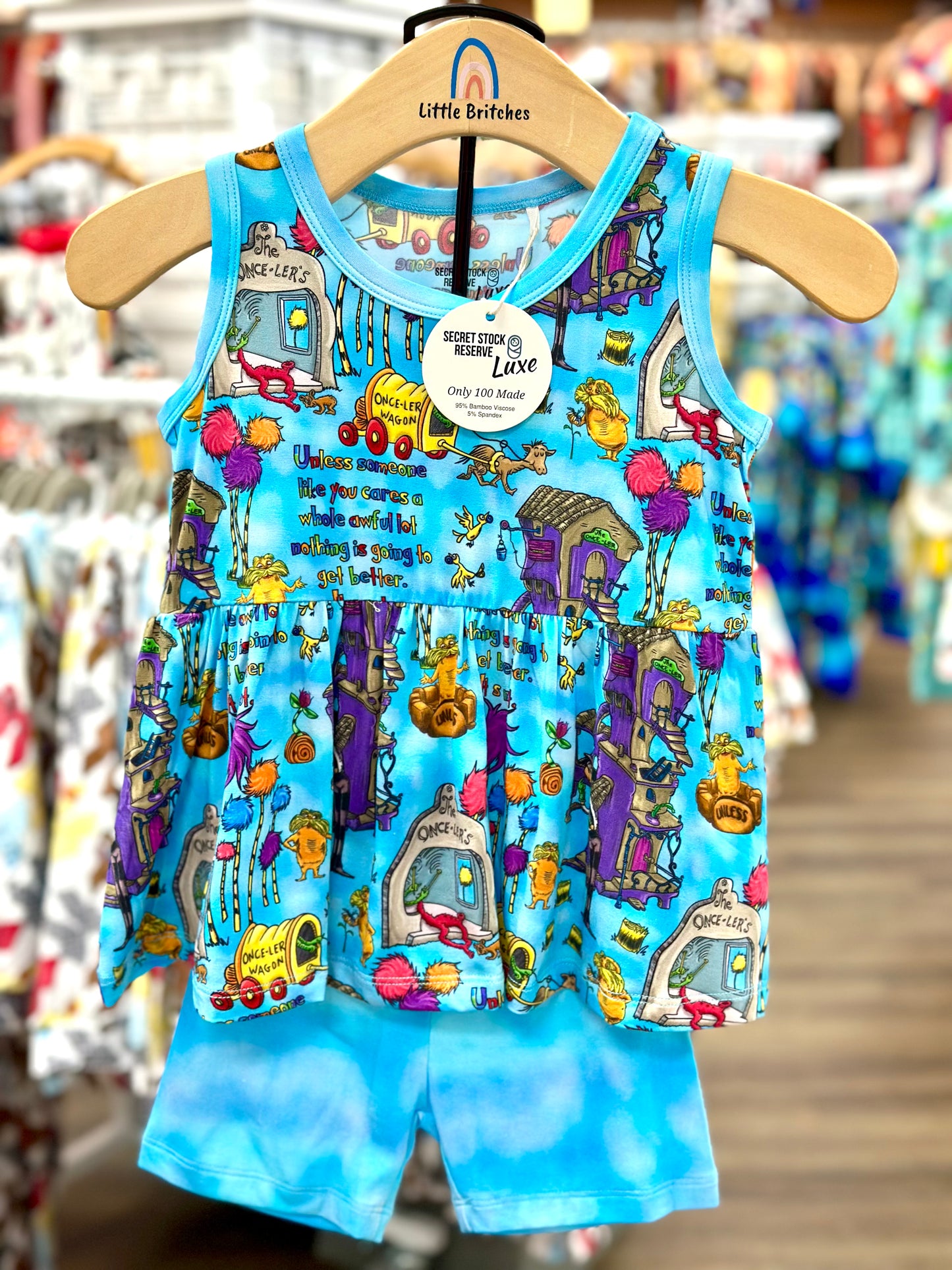 Seuss Bamboo Tank Peplum & Shorts Set