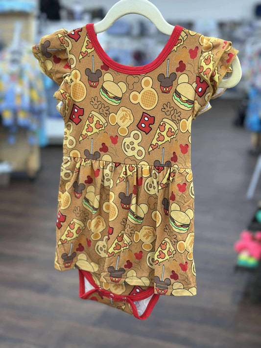 Main Street Confectionary Bamboo Short Sleeve Bodysuit Twirl Dress