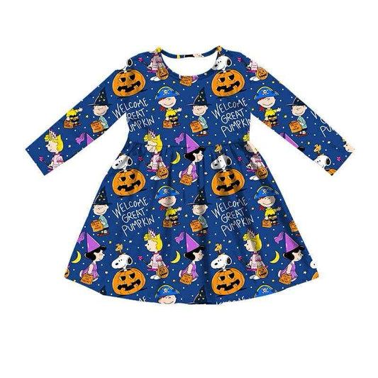 Charlie Halloween Bamboo Long Sleeve Twirl Dress