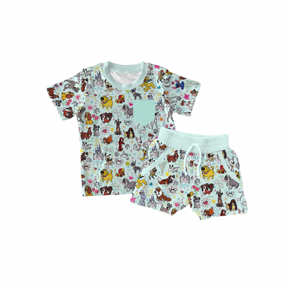 Blue Pups Bamboo T-shirt & Shorts Set