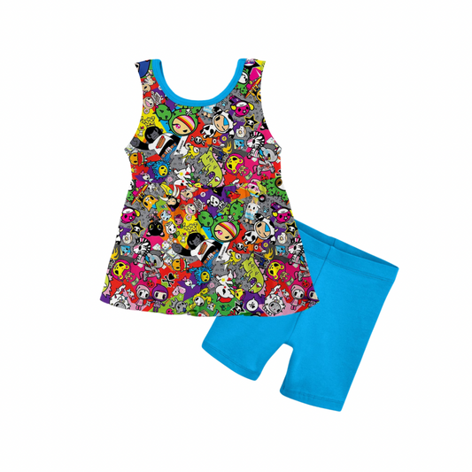 Toki Bamboo Tank Peplum & Shorts Set