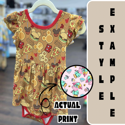 Muddy Puddles Bamboo Short Sleeve Bodysuit Twirl Dress