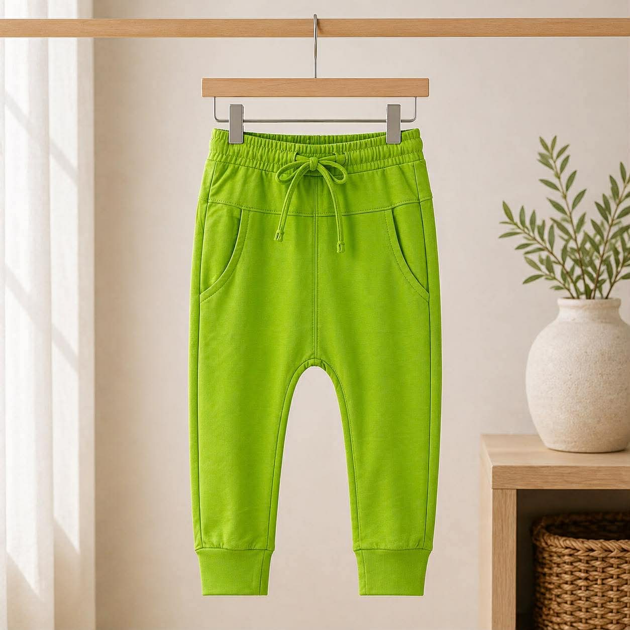 Solid Bright Green Youth Bamboo Joggers