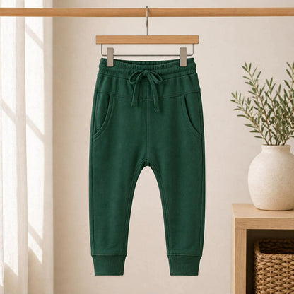Solid Dark Green Youth Bamboo Joggers