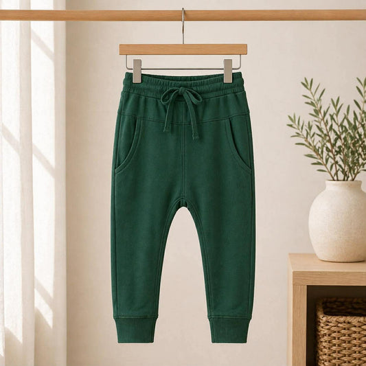 Solid Dark Green Youth Bamboo Joggers
