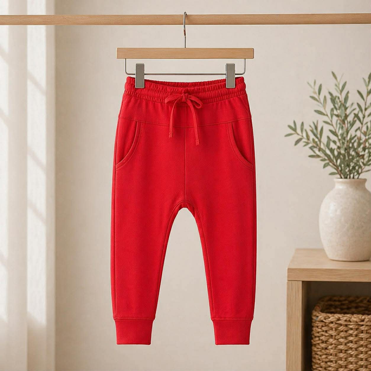 Solid Red Youth Bamboo Joggers
