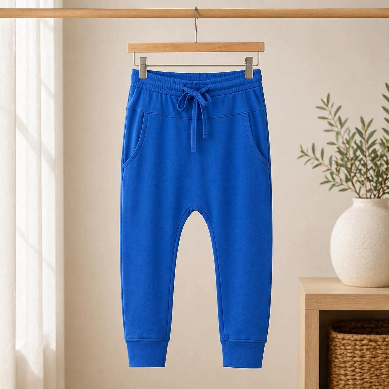 Solid Blue Youth Bamboo Joggers
