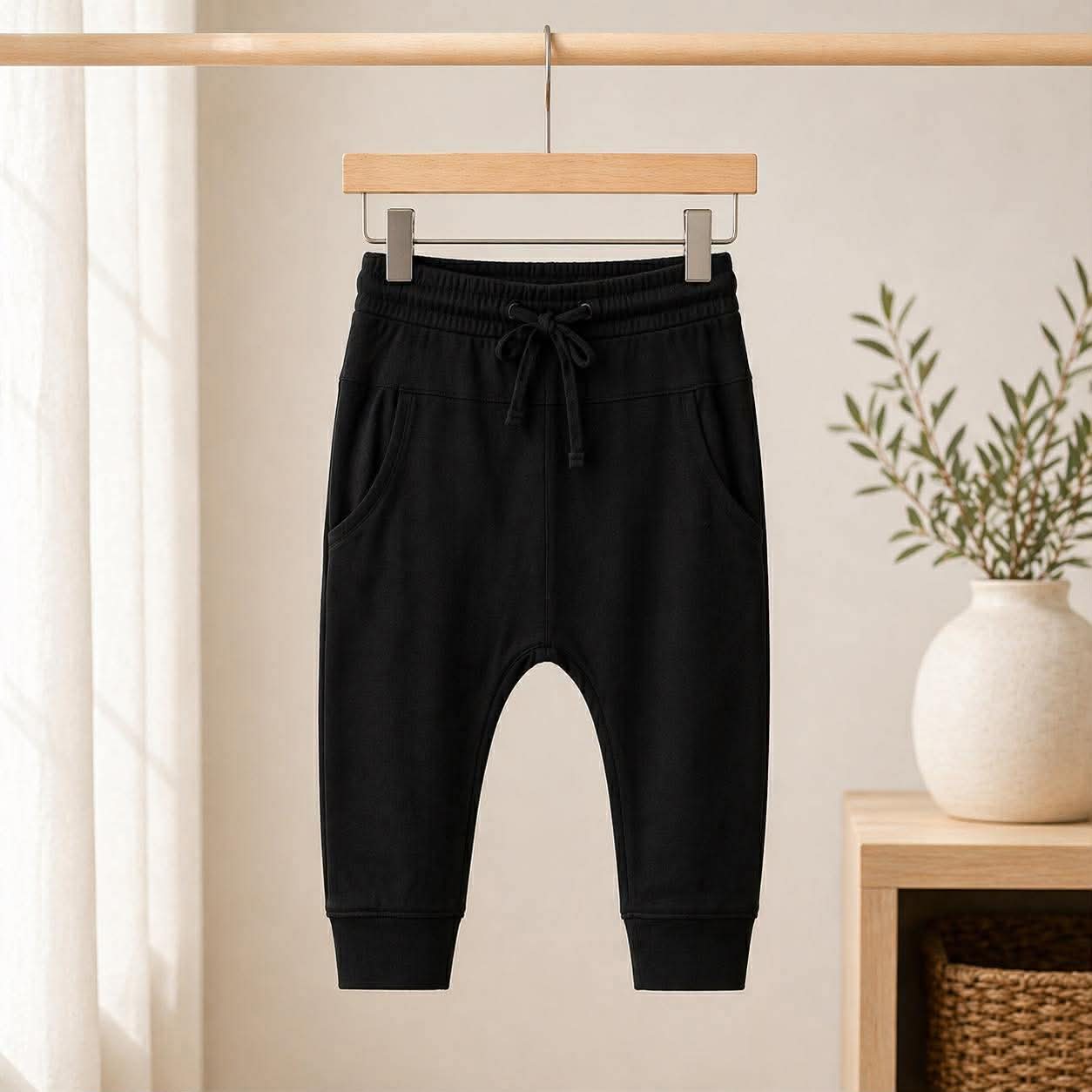Solid Black Youth Bamboo Joggers