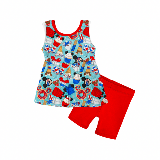 Liberty Bites Bamboo Tank Peplum & Shorts Set