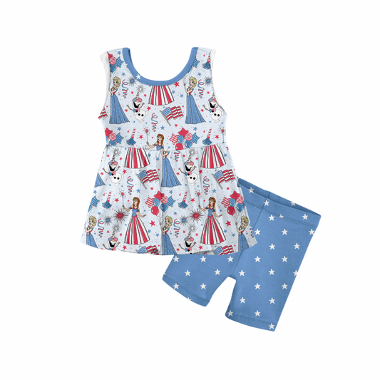 Happy Snowman Bamboo Tank Peplum & Shorts Set