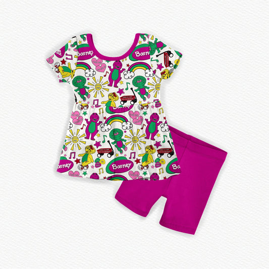Barney Bamboo Short Sleeve Peplum & Shorts Set
