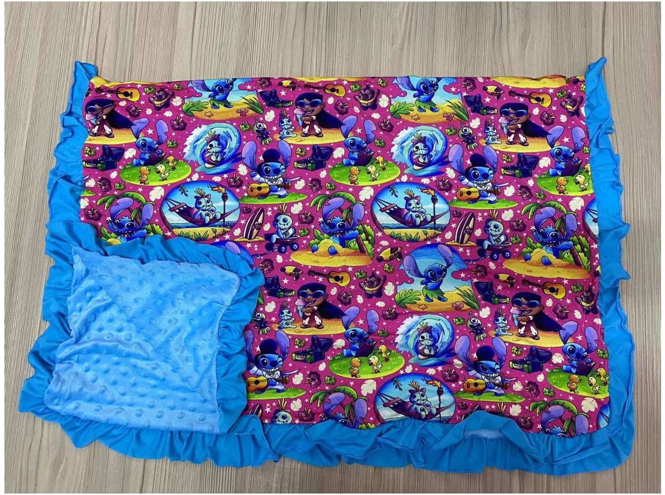 Hawaiian Roller Coaster Ride Bamboo Minky Dot Toddler Blanket With Ruffle