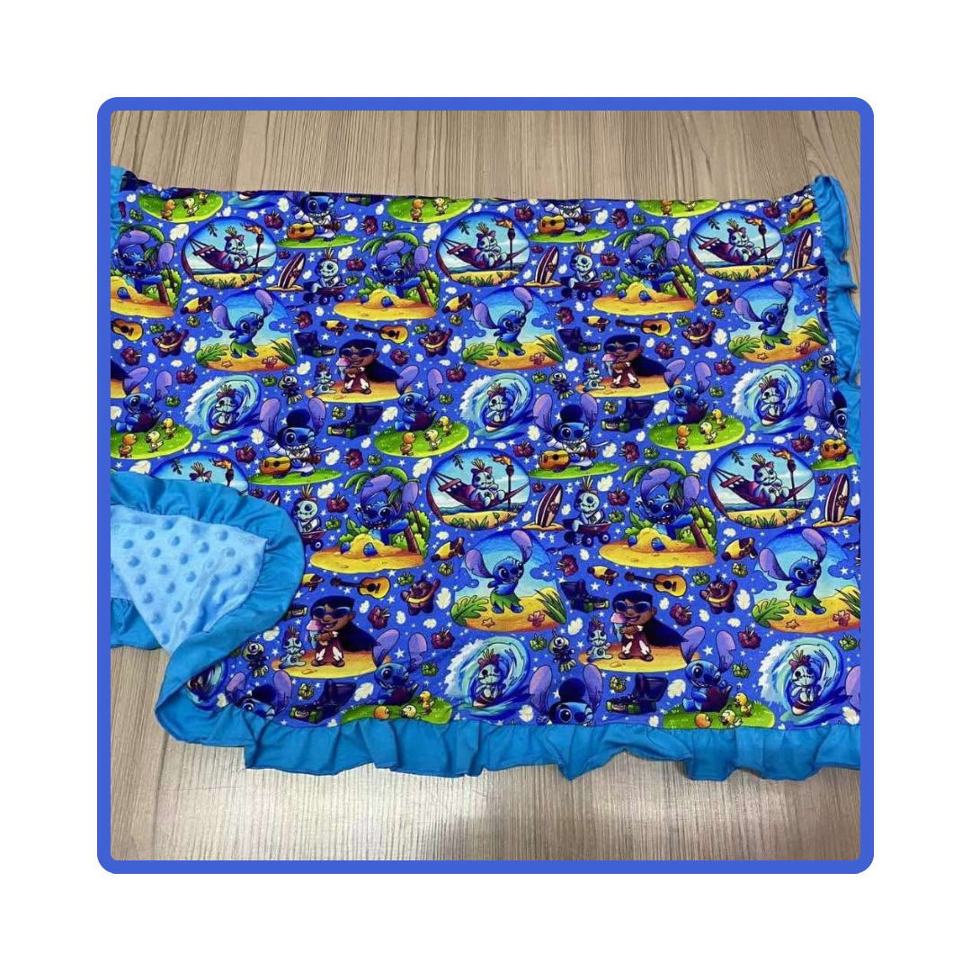He Mele No Lilo Bamboo Minky Dot Toddler Blanket With Ruffle