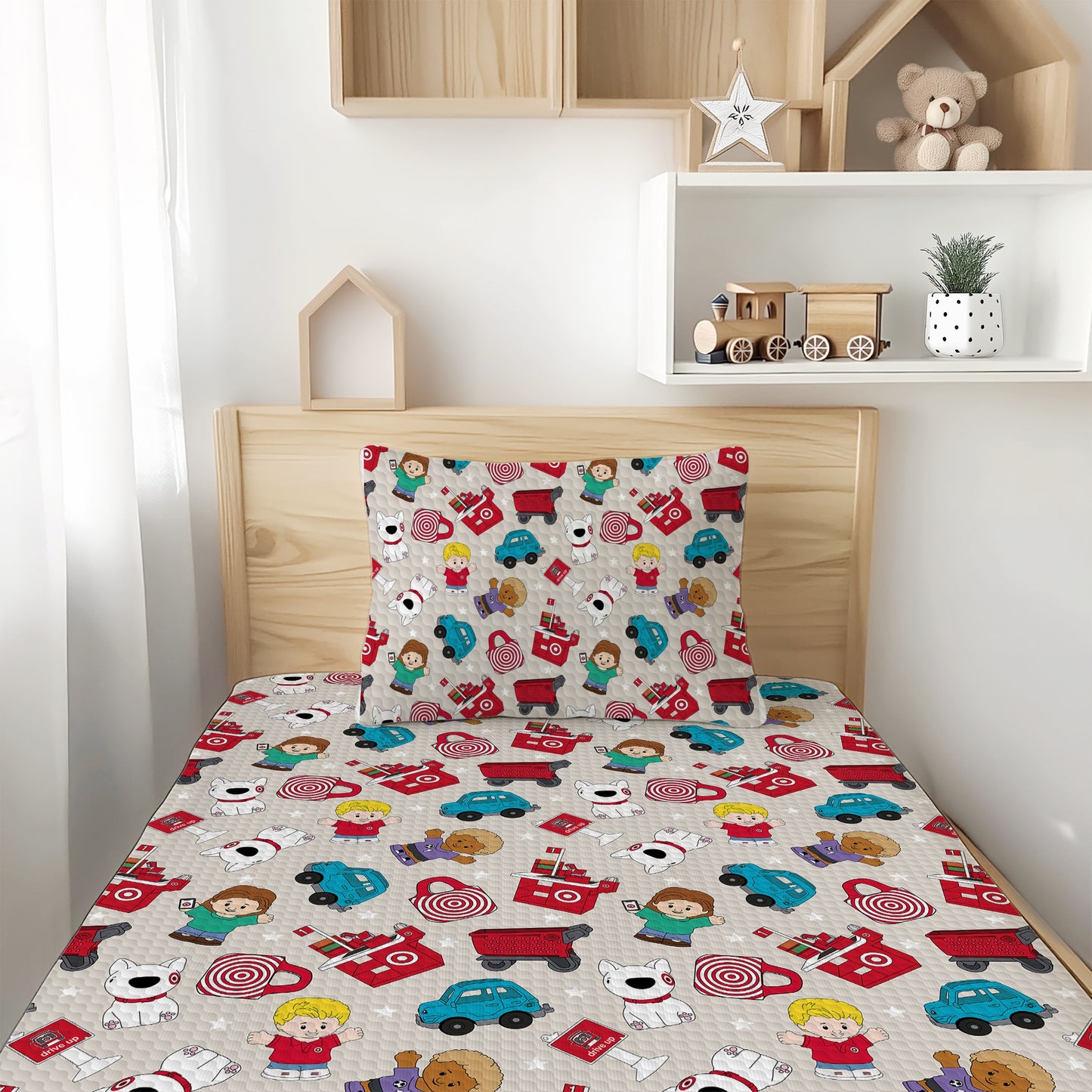 Shopping Spree Tiny People Bamboo Twin Sheet & Pillowcase Set