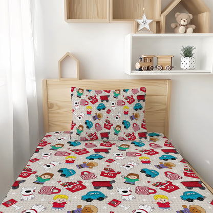 Shopping Spree Tiny People Bamboo Twin Sheet & Pillowcase Set
