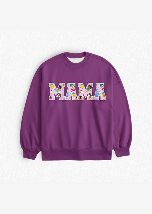 Purple Princess Tiny People MAMA Embroidered French Terry Bamboo Adult Sweatshirt