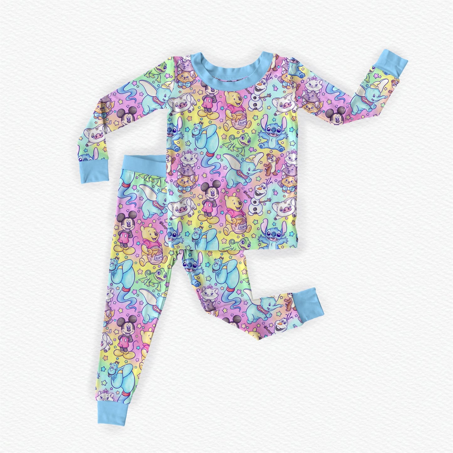 Sidekick Symphony Watercolor Bamboo Long Sleeve Two Piece Pajama Set