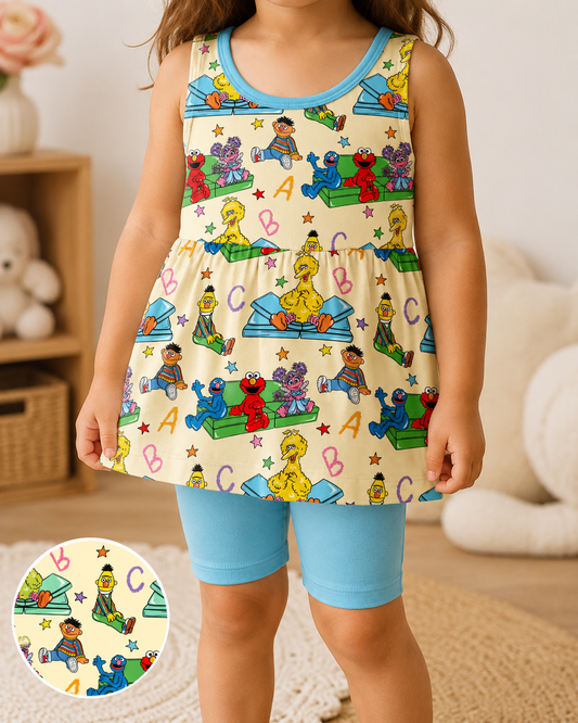 Alphabet Adventures Bamboo Tank Peplum & Shorts Set