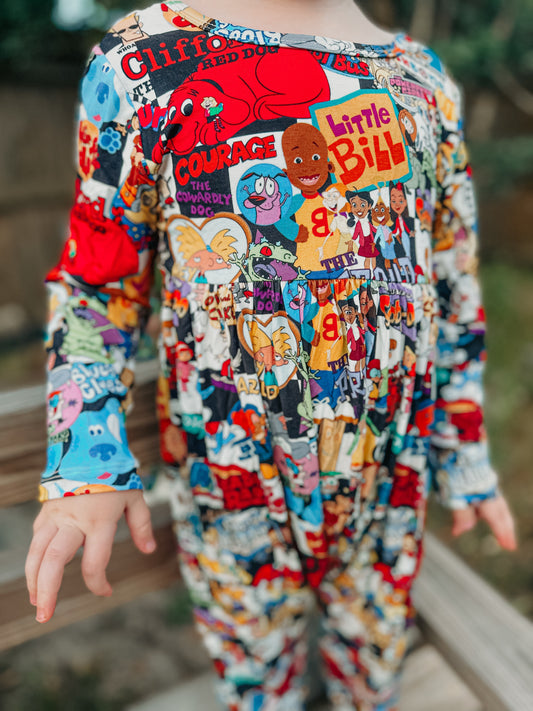 Throwback Jams Bamboo Long Sleeve Day Romper (RUNS SMALL)