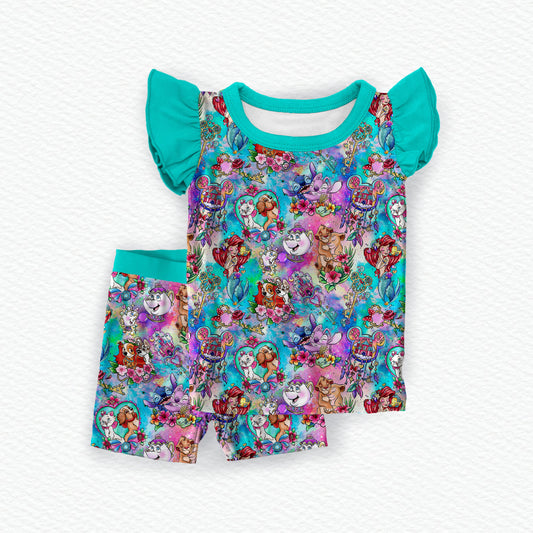 Love Is Magic Bamboo Short Sleeve & Shorts Ruffle Two Piece Pajama Set