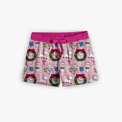 Purrdy In Pink Christmas Bamboo Women's Pajama Shorts