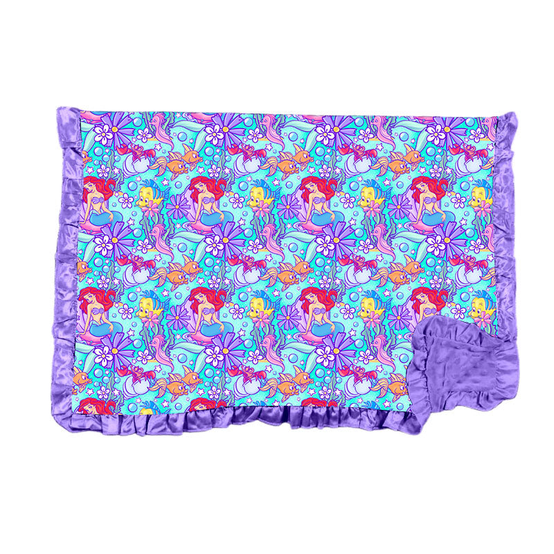 Part Of Your World Watercolor Bamboo Minky Dot Toddler Blanket With Ruffle
