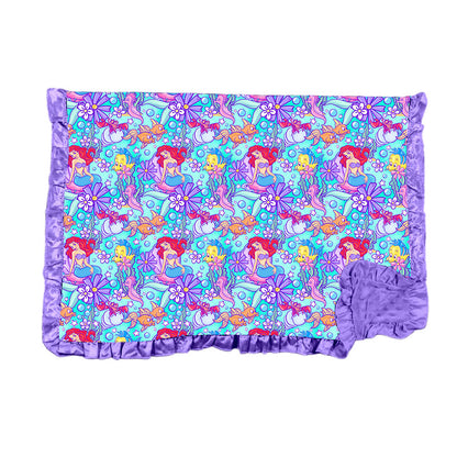 Part Of Your World Watercolor Bamboo Minky Dot Toddler Blanket With Ruffle