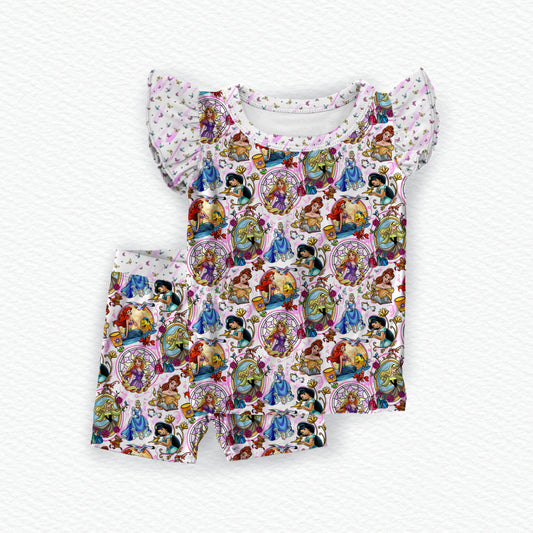 Once Upon A Time Bamboo Short Sleeve & Shorts Ruffle Two Piece Pajama Set