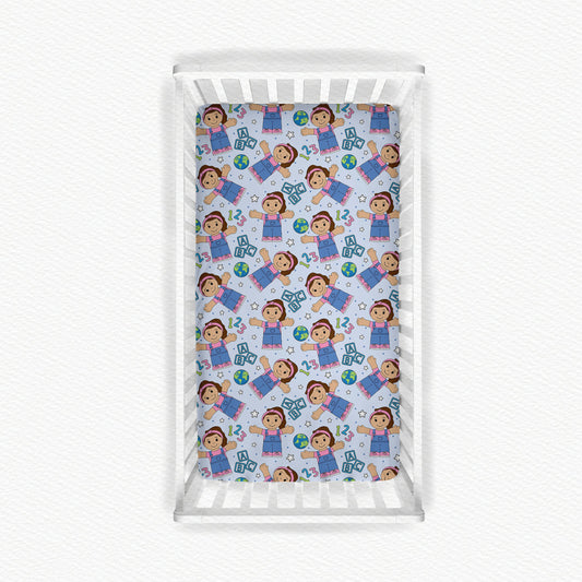 Icky Sticky Bubblegum Tiny People Bamboo Crib Sheet