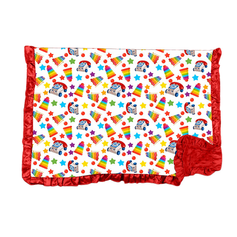 Vintage Toys Bamboo Minky Dot Toddler Blanket With Ruffle