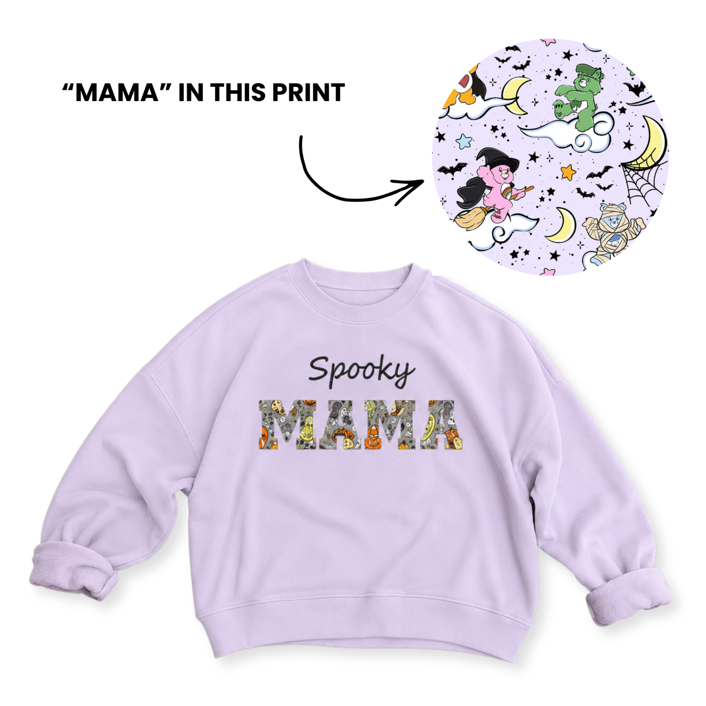 Scaring Is What Counts Spooky MAMA Embroidered French Terry Bamboo Adult Sweatshirt