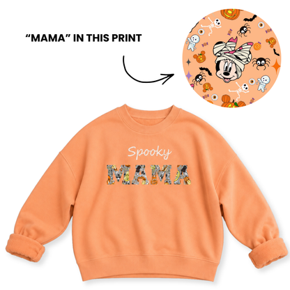 Mummy Mouse Spooky MAMA Embroidered French Terry Bamboo Adult Sweatshirt