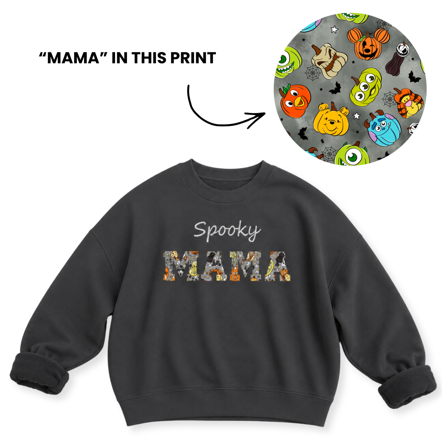 Pumpkin Cuties Spooky MAMA Embroidered French Terry Bamboo Adult Sweatshirt