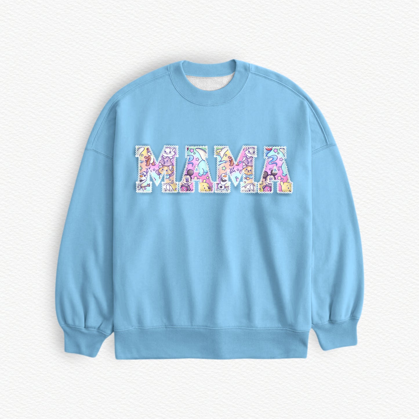 Sidekick Symphony Watercolor MAMA Embroidered French Terry Bamboo Adult Sweatshirt (Blue shade may slightly differ from other items within this collection)