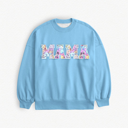 Sidekick Symphony Watercolor MAMA Embroidered French Terry Bamboo Adult Sweatshirt (Blue shade may slightly differ from other items within this collection)