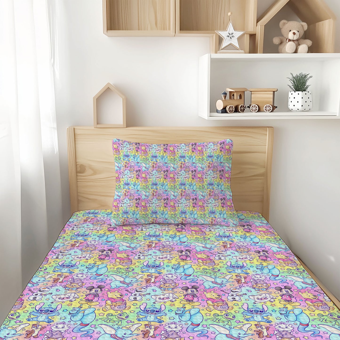 Sidekick Symphony Watercolor Bamboo Twin Sheet & Pillowcase Set