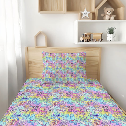 Sidekick Symphony Watercolor Bamboo Twin Sheet & Pillowcase Set