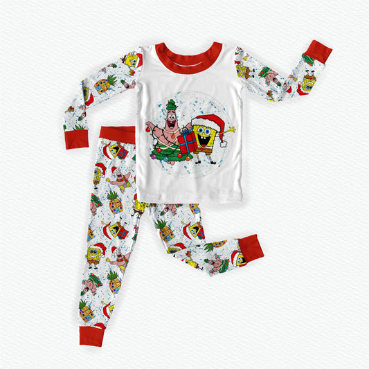 Christmas In Bikini Bottom Graphic Bamboo Long Sleeve Two Piece Pajama Set