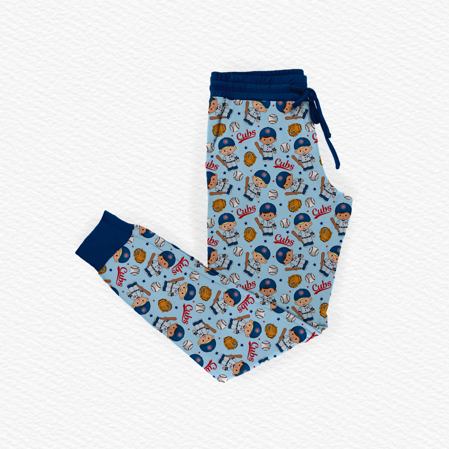 Cubs Baseball Tiny People Bamboo Adult Jogger Style Pants