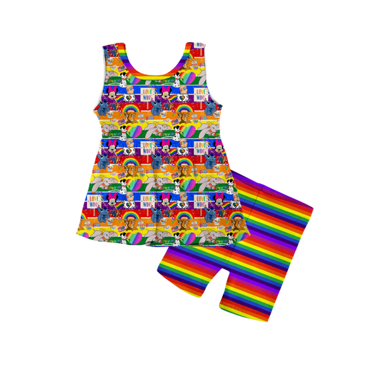Disney Pride Bamboo Tank Peplum & Shorts Set