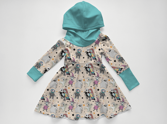 This is Halloween! Bamboo Long Sleeve Hooded Twirl Dress