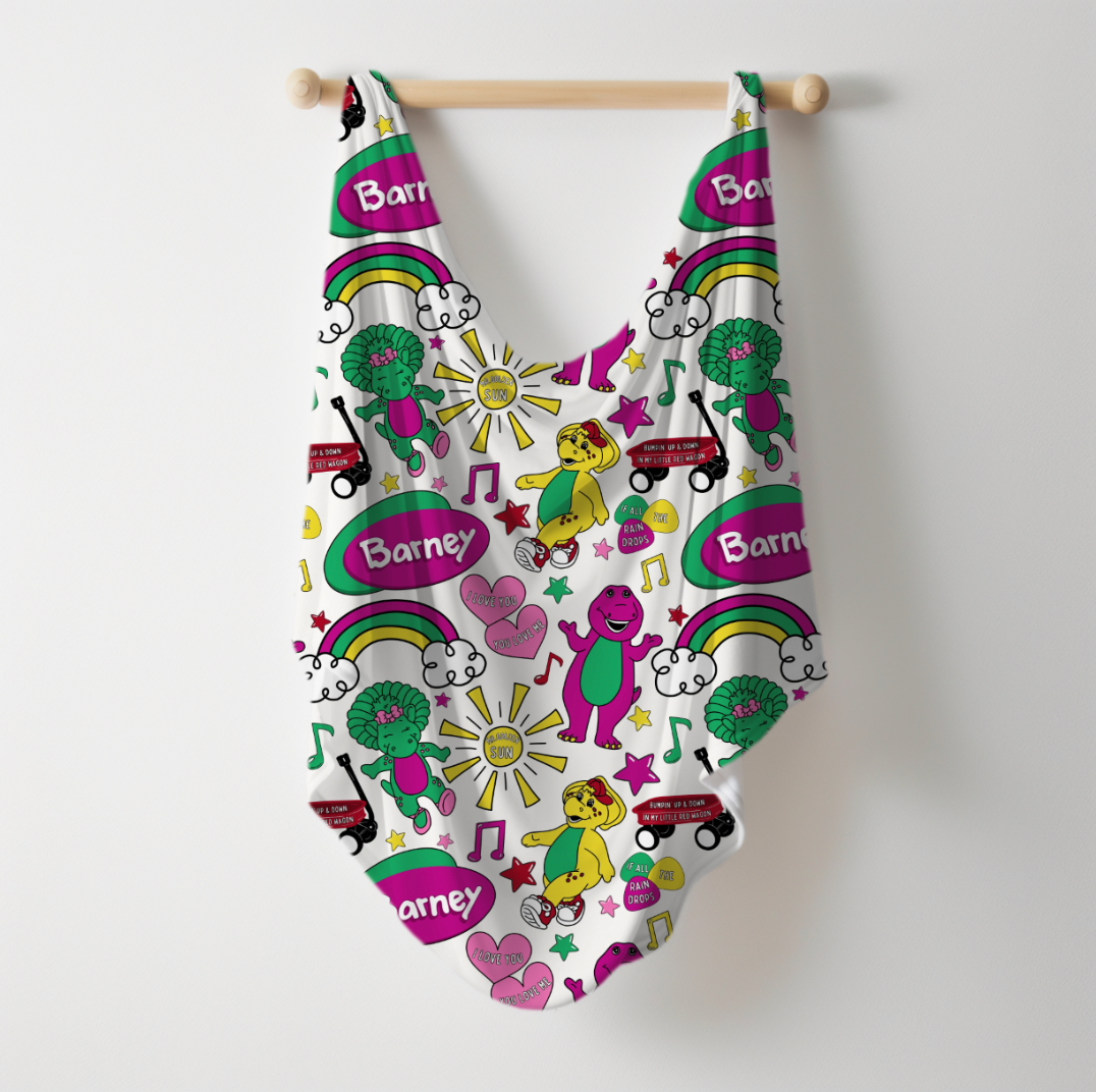 Barney Jersey Swaddle Blanket