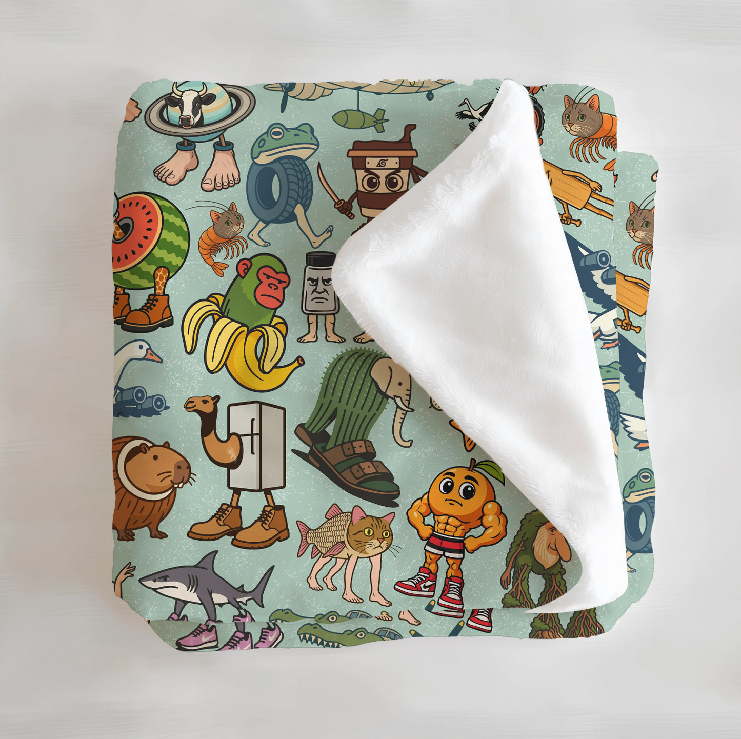 Steal A Brain Rot BLUE Minky Plush Blanket From Judith Arthur