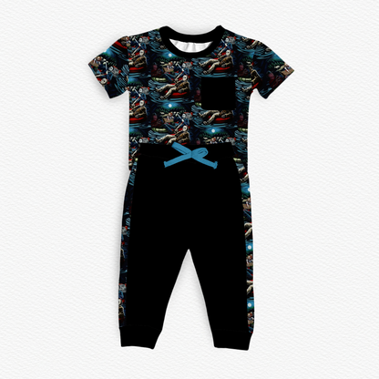 Chillin, Killin Bamboo Pocket Tee & Racer Stripe Pants Set