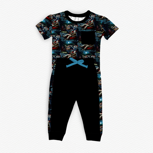 Chillin, Killin Bamboo Pocket Tee & Racer Stripe Pants Set