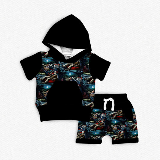 Chillin, Killin Bamboo Hooded Tee & Jogger Shorts Set