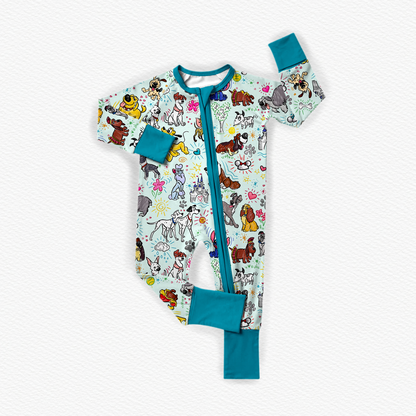 Sketchy Pups Bamboo Zippy Pajamas
