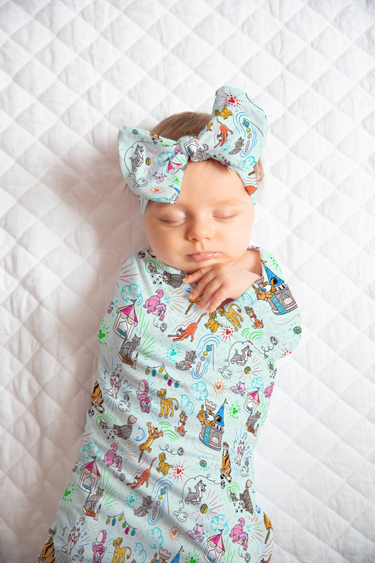 Newborn Sketchy Cats Swaddle, Hat OR Bow By Judith Arthur (Jersey NOT Bamboo Fabric)