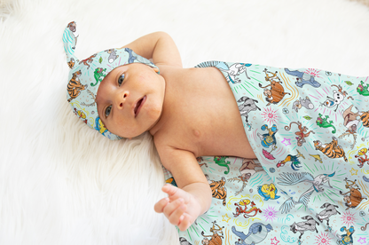 Newborn Sketchy Sidekicks Swaddle, Hat OR Bow By Judith Arthur (Jersey NOT Bamboo Fabric)